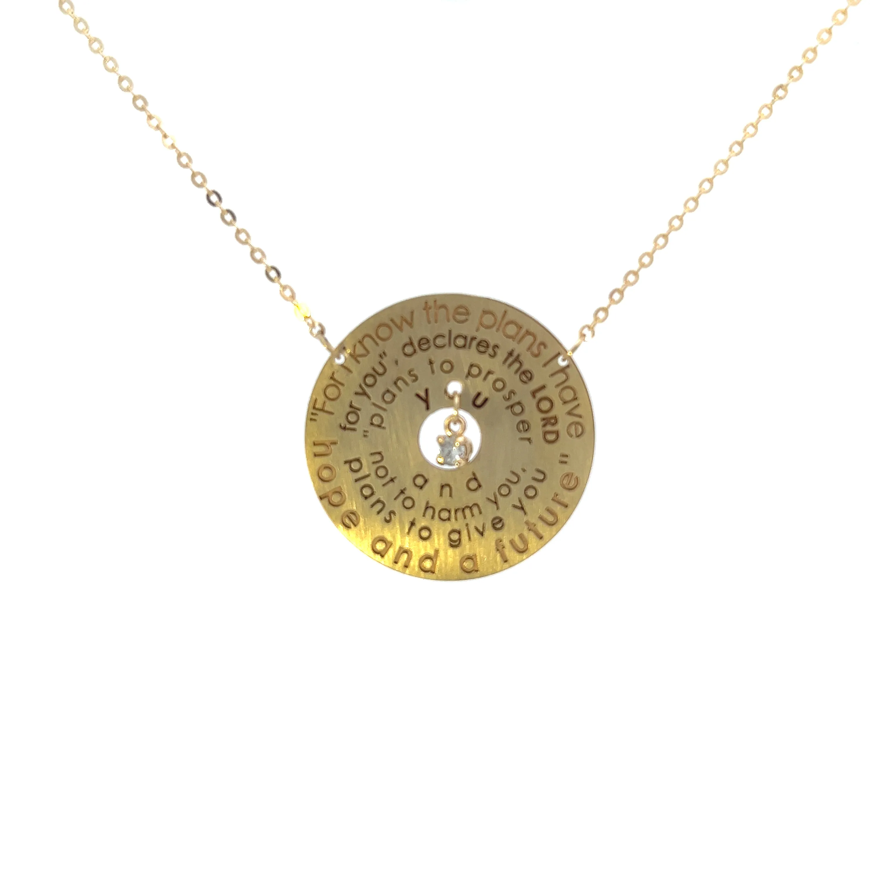 10K Yellow Gold Jeremiah 29:11 Medallion Necklace