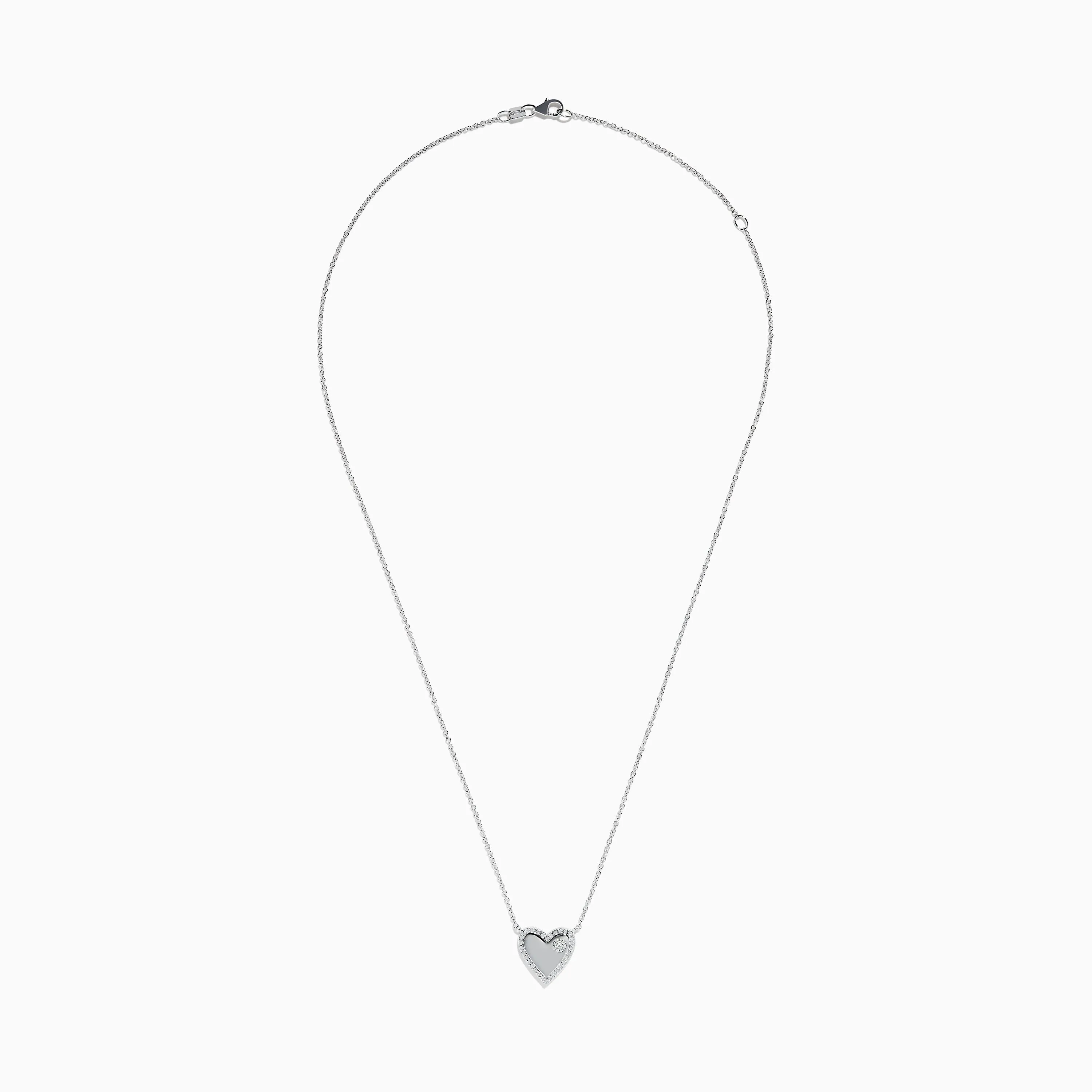 14K White Gold Diamond Heart Necklace