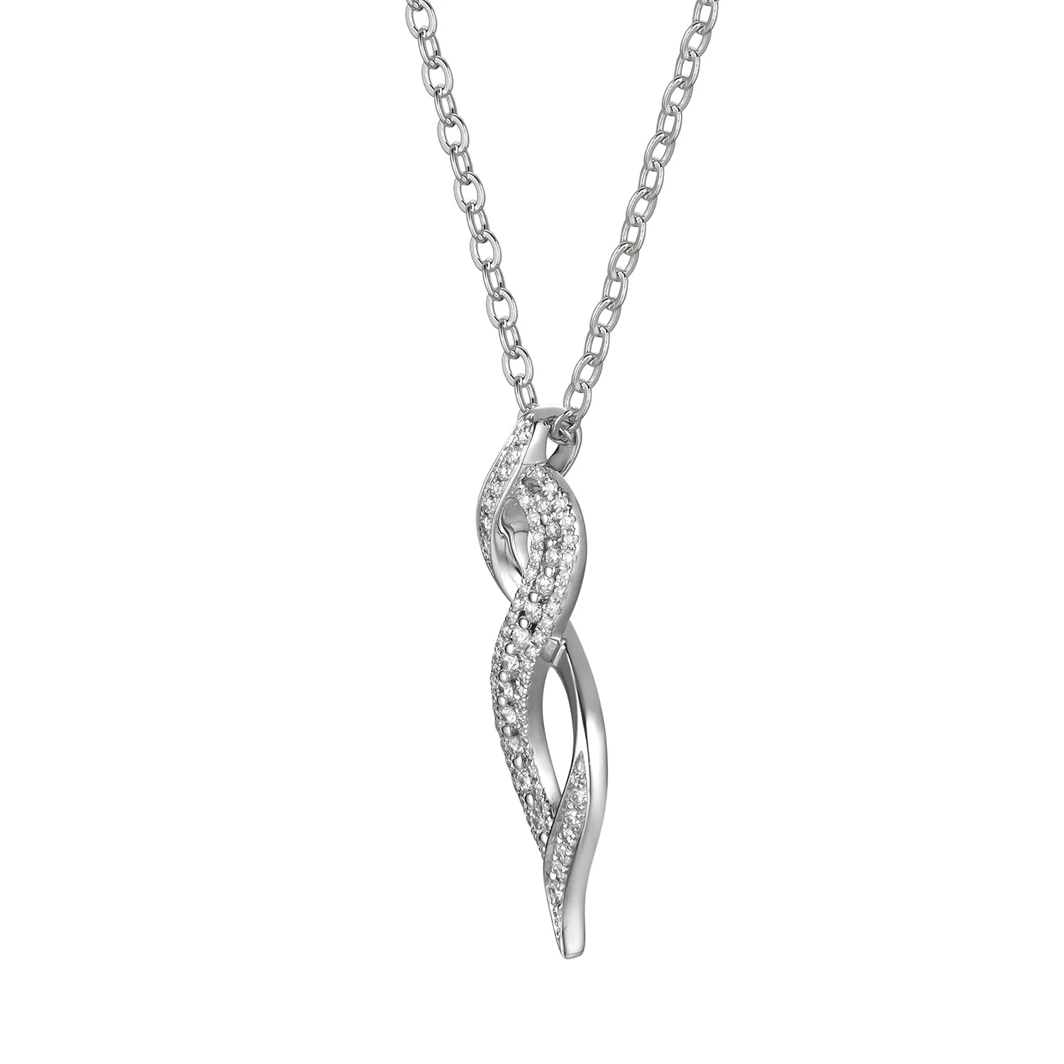 14K White Gold Number Eight inspired Diamond Pendant Necklace