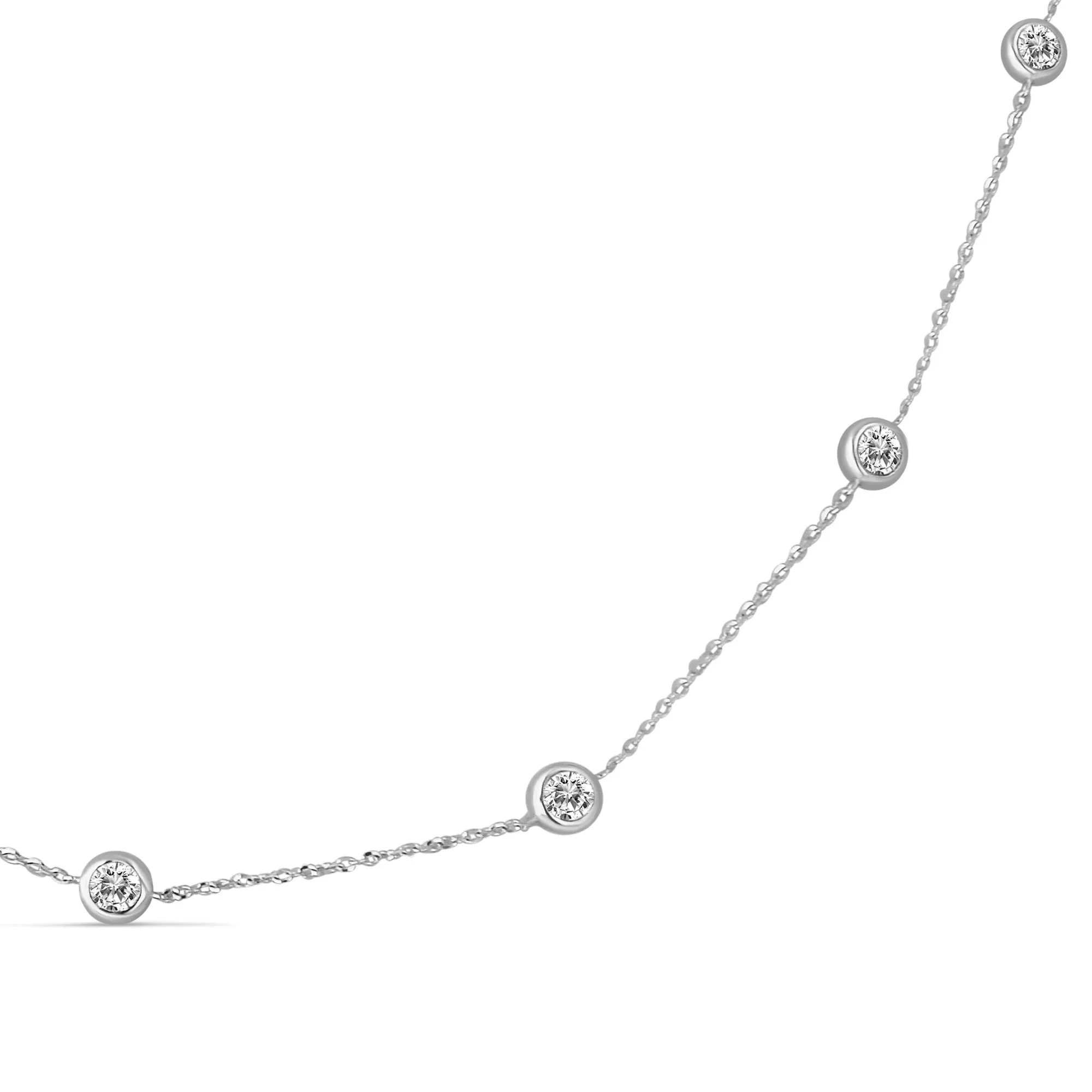 14KW 13D0.50CTMIRACLE SET STTION NECKLACE (118N112659W14DI1-18)