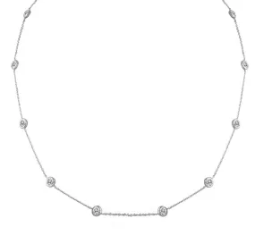 14KW 13D0.50CTMIRACLE SET STTION NECKLACE (118N112659W14DI1-18)