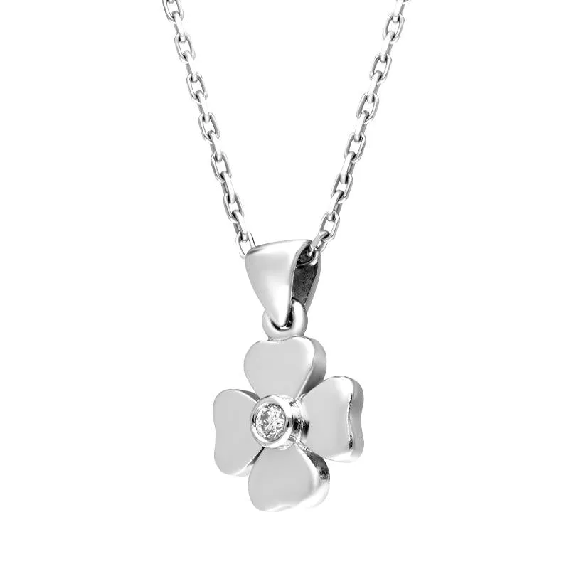 18ct White Gold 0.10ct Diamond Heart Cross Necklace