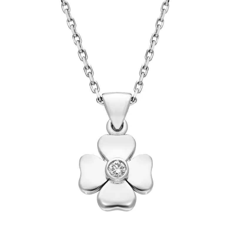 18ct White Gold 0.10ct Diamond Heart Cross Necklace