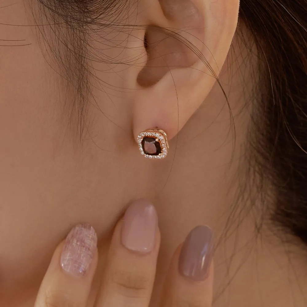 [18K Gold] Peleuche Smokey Quartz Earrings