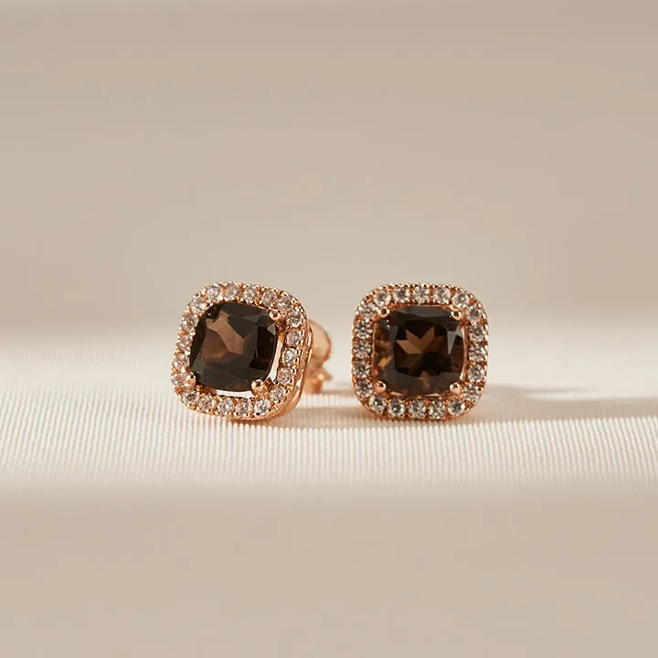 [18K Gold] Peleuche Smokey Quartz Earrings
