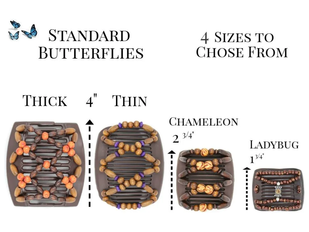 African Butterfly Thick Hair Comb - Beada Brown 22