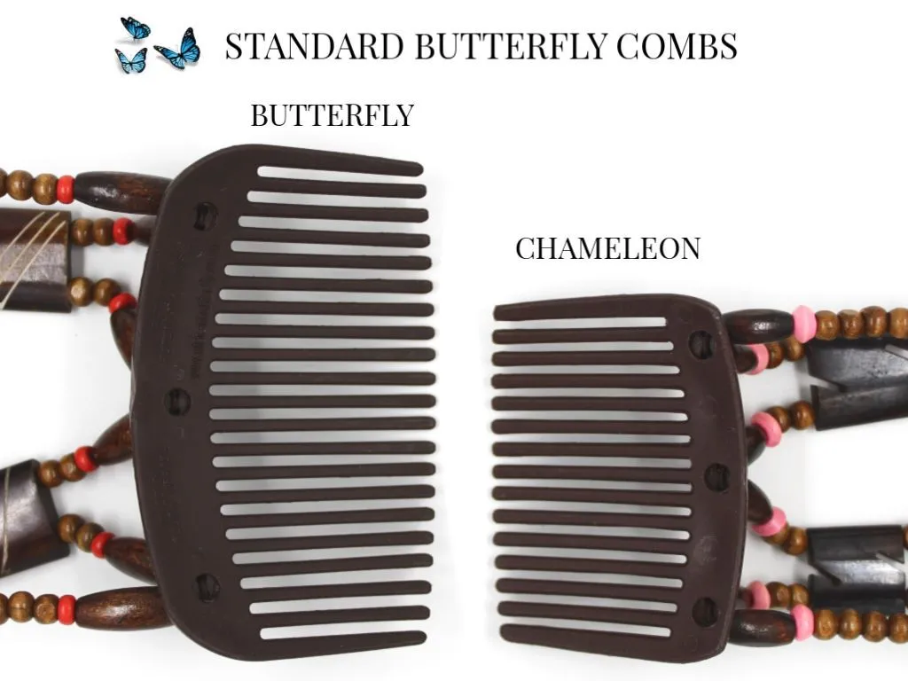 African Butterfly Thick Hair Comb - Beada Brown 22