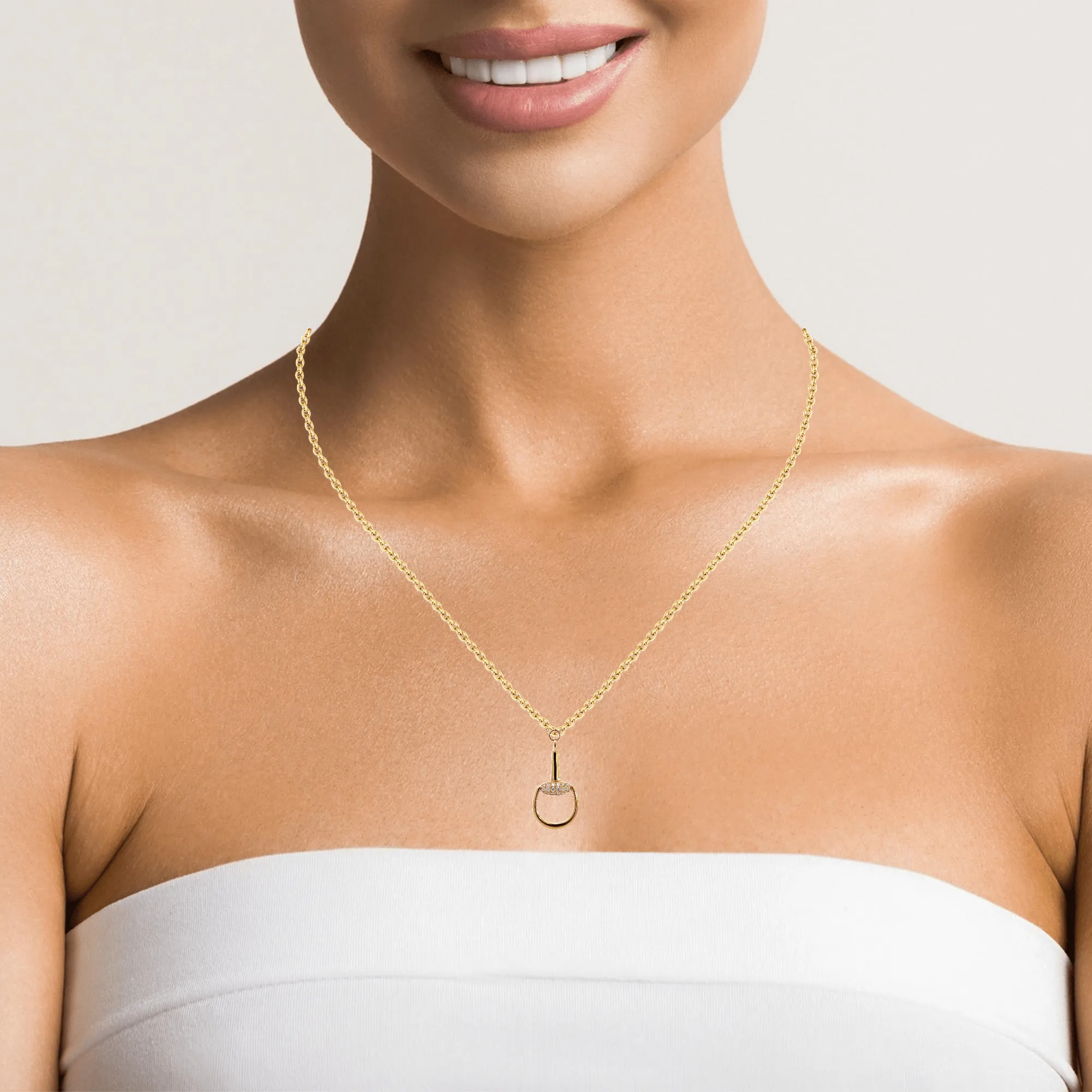 Baikalla 18k Yellow Gold Equestrian Diamond Pendant Necklace