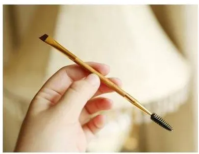 Bamboo handle double eyebrow brush Eyebrow brush   eyebrow comb Eyebrow brush Eyelash brush dual purpose brush