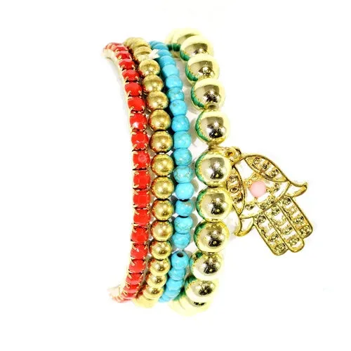 Bracelet Set - Turquoise & Coral