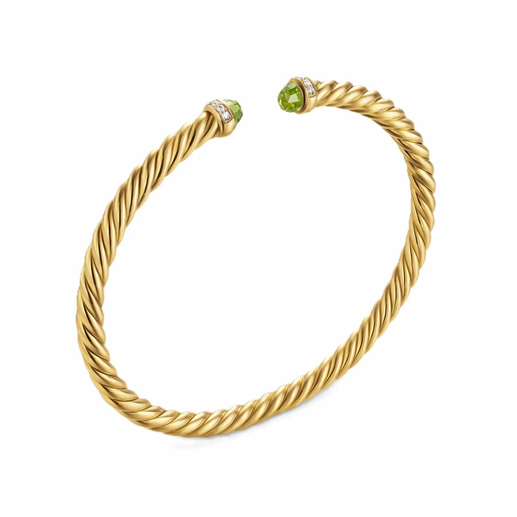 Cablespira® Flex Bracelet 18K Yellow Gold with Peridot and Diamonds, 4mm