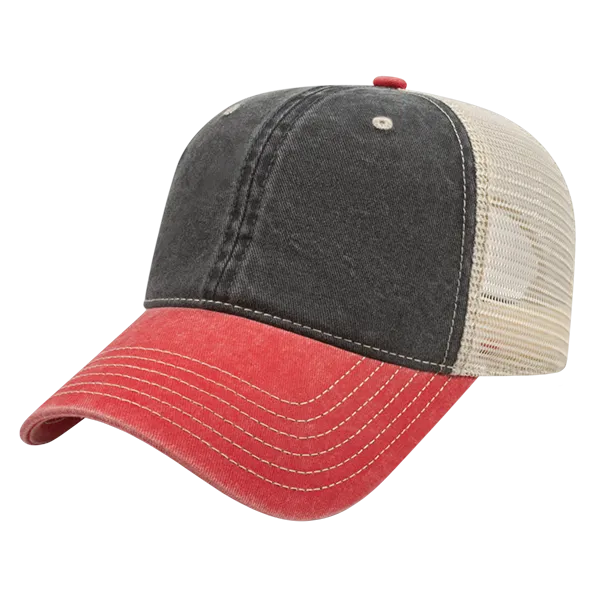Cap America i3027 - Washed Pigment Dyed Trucker Mesh Cap - Blank