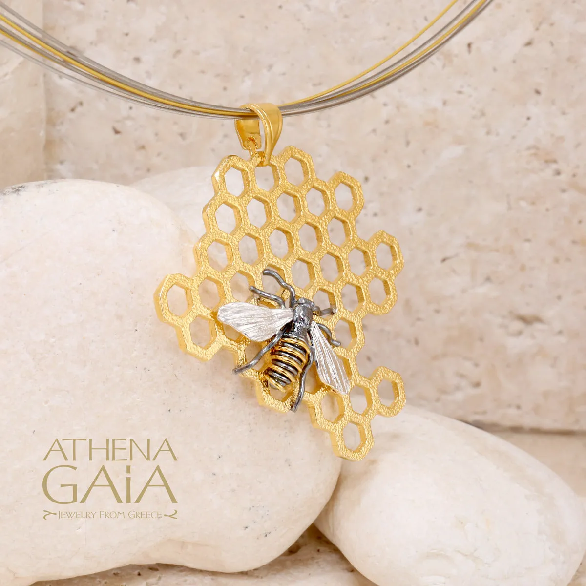 Faithful Honey Bee and Comb Necklace (Large)