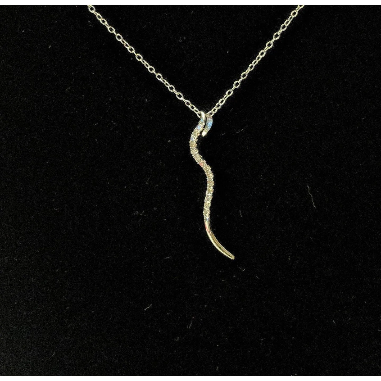 Genuine Diamond SNAKE Pendant in Affordable Sterling Silver--Sparkly and Beautiful!