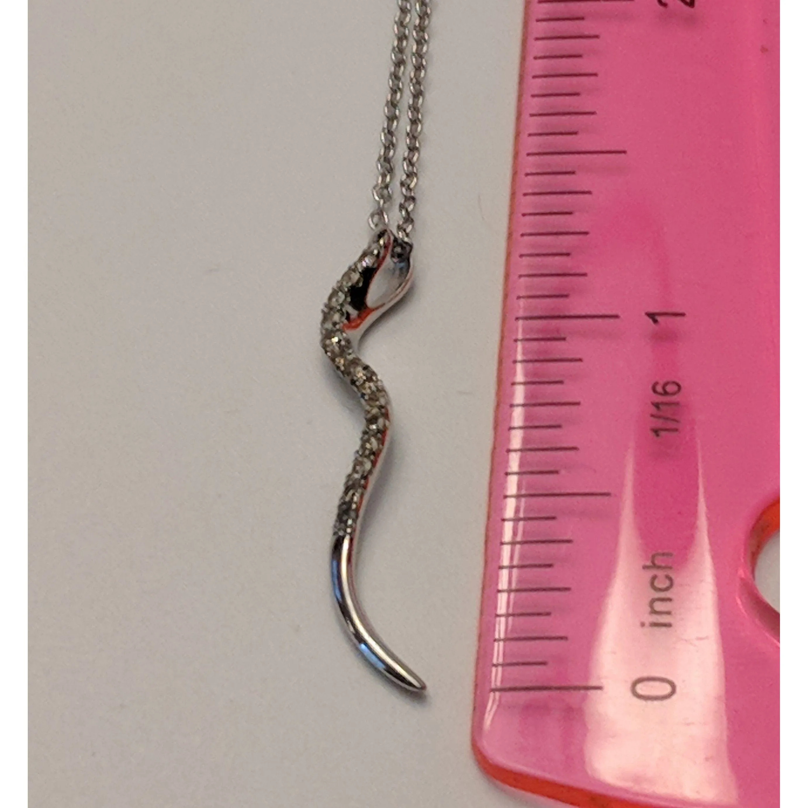 Genuine Diamond SNAKE Pendant in Affordable Sterling Silver--Sparkly and Beautiful!
