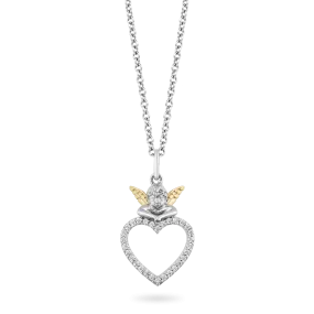 Hallmark Fine Jewelry Diamond Open Heart Necklace in Sterling Silver & 14K Yellow Gold