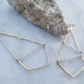 Handmade Gold   Clear Quartz Earrings