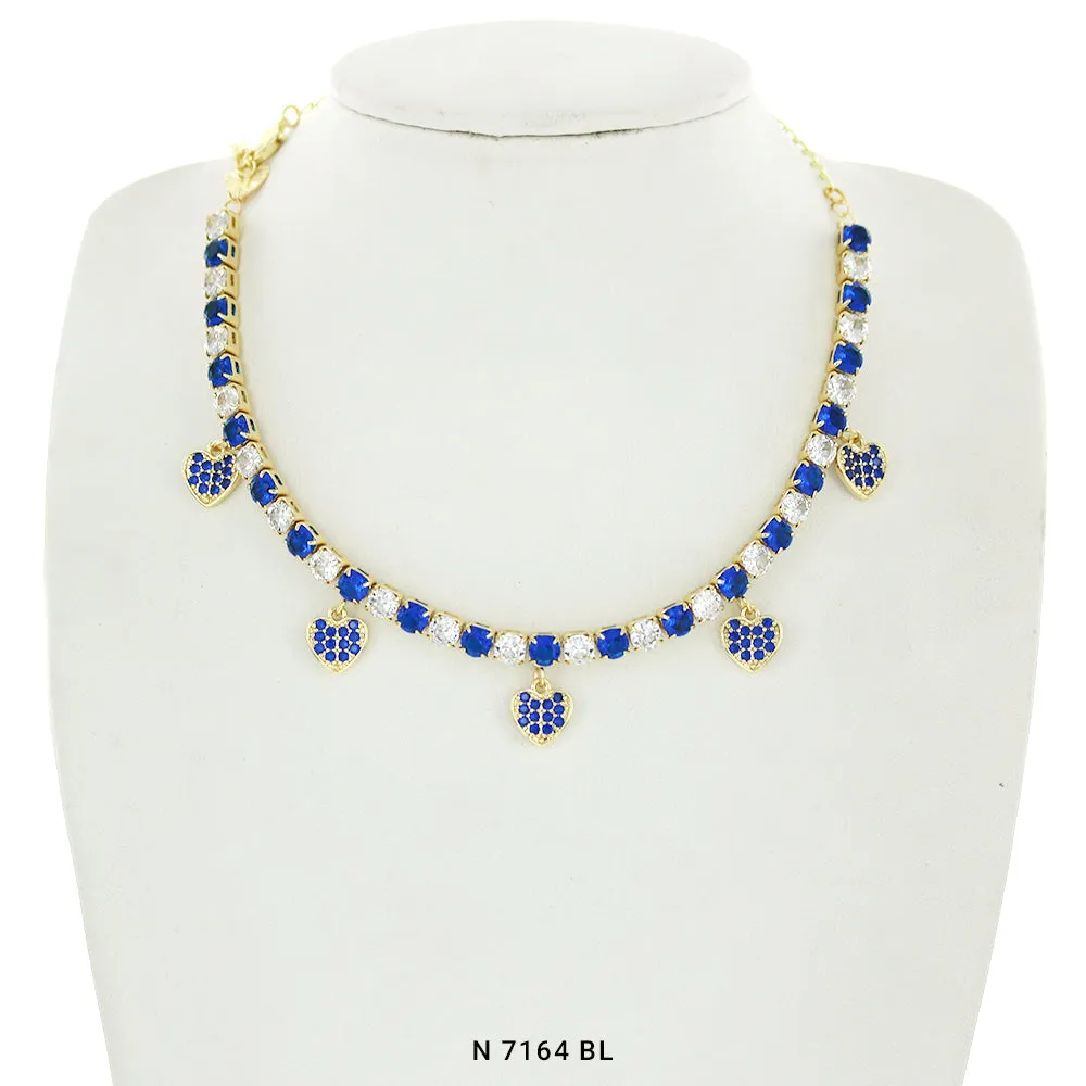Heart Charms Choker Necklace N 7164 BL