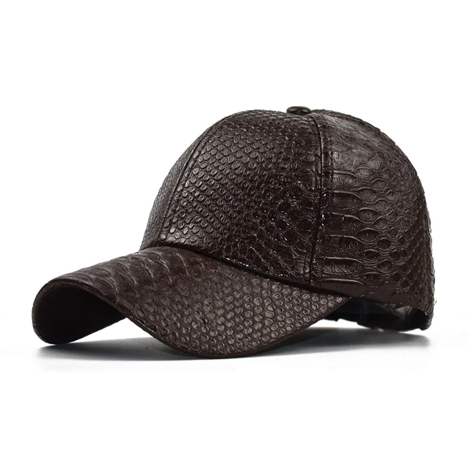 High Quality Leather Cap for Men Solid Winter Pu Leather Baseball Caps Brand Snapback Hat Bone Masculino Fitted hats