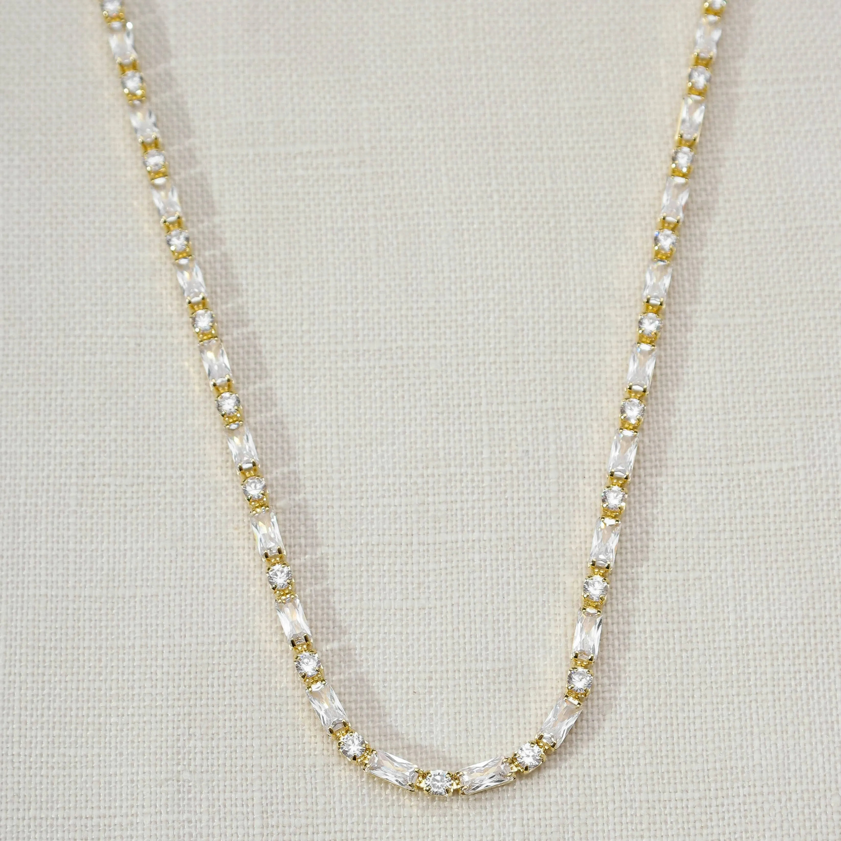 KARLA BAGUETTE & ROUND CZ CHOKER NECKLACE