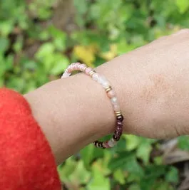 Love & Self Love - Red Garnet and Rose Quartz Wrist Energy Mala Bracelet