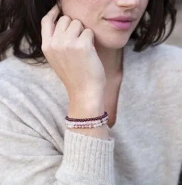 Love & Self Love - Red Garnet and Rose Quartz Wrist Energy Mala Bracelet