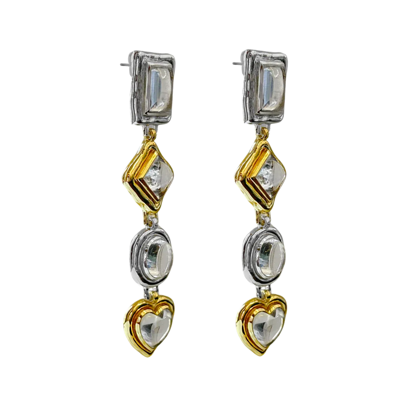 Naomi Earrings - Mixed Metal Crystal