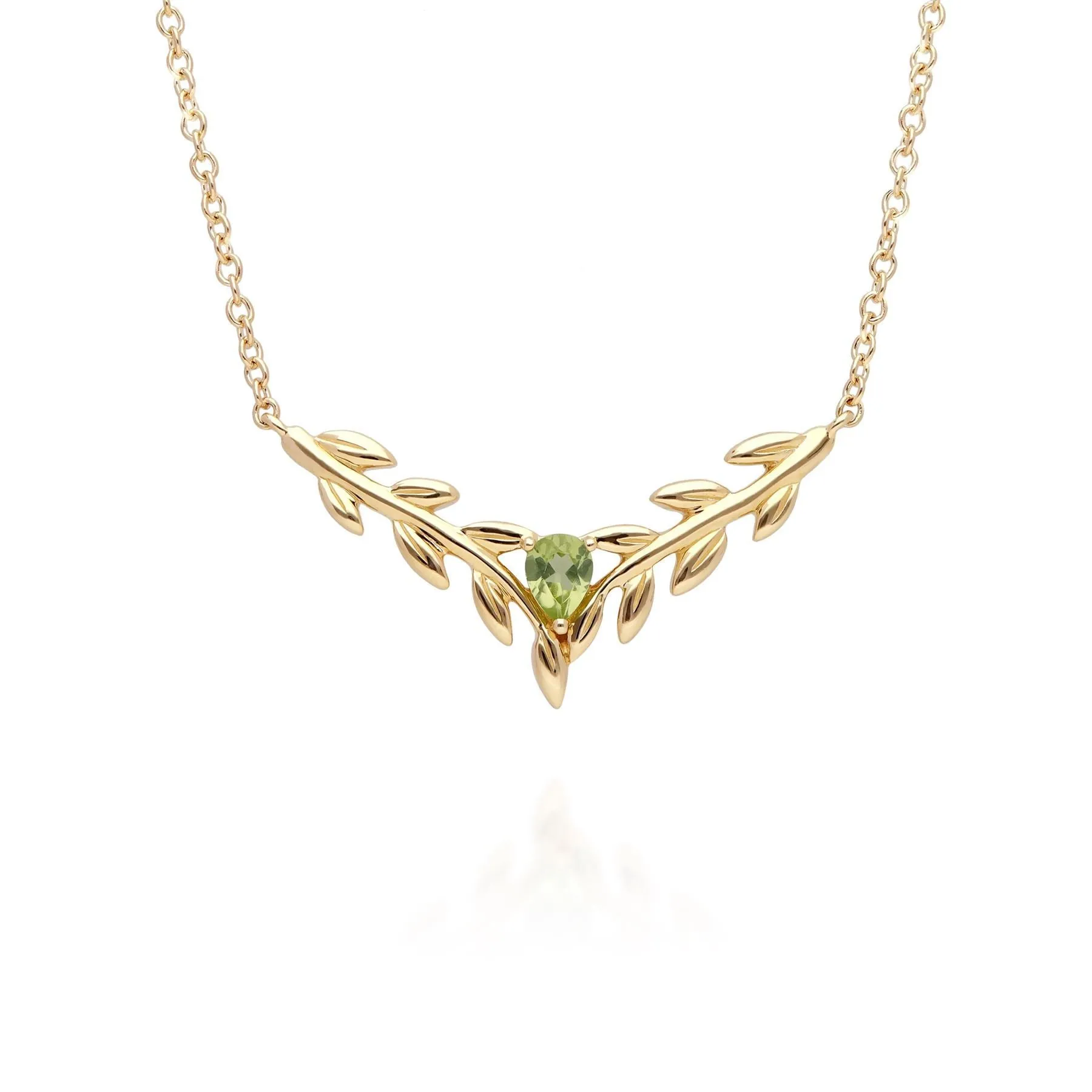 O Leaf Peridot Halskette & Armband Satz in 9ct Gelb Gold