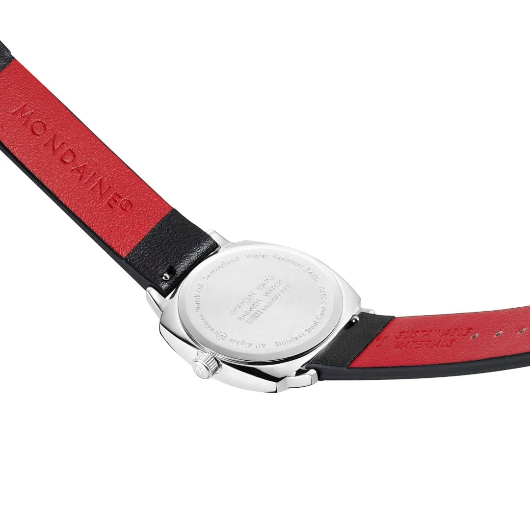 Petite Cushion, Black vegan grape leather, 31 mm