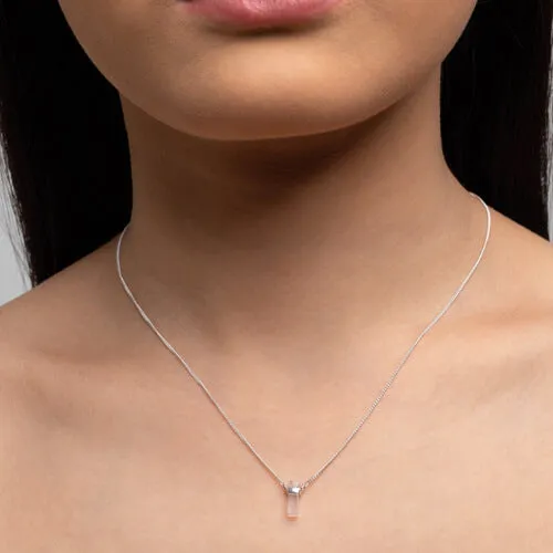 Rose Quartz Rectangle with Silver Wrap Earrings