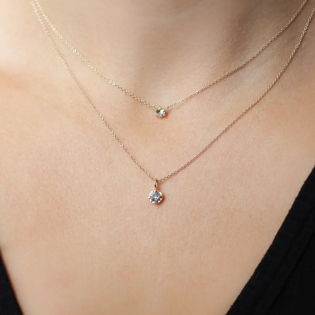 Round Salt & Pepper Diamond Sun Necklace