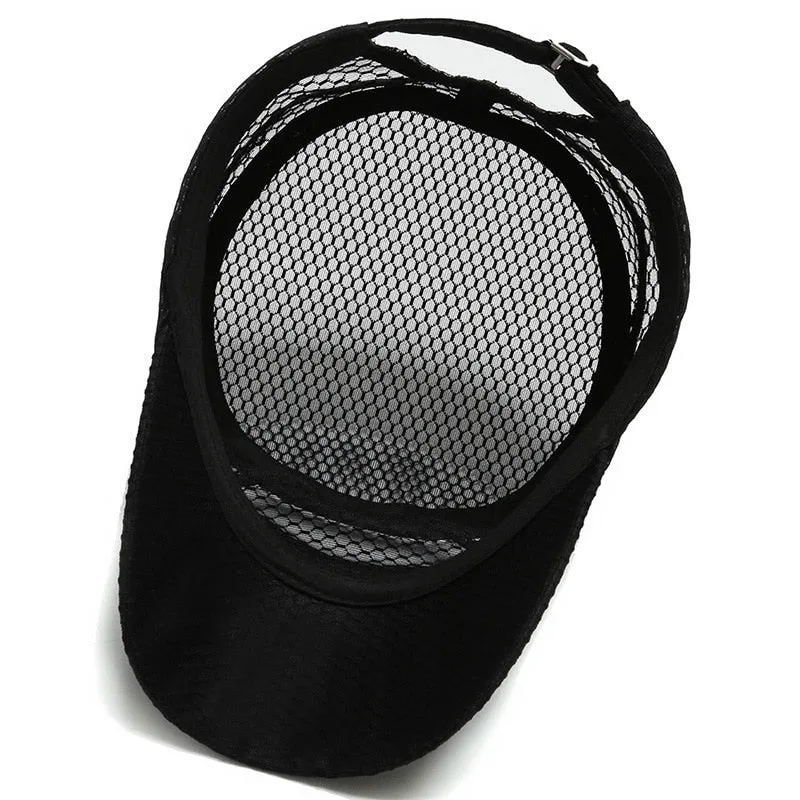 Solid Summer Military Hat Breathable Mesh Baseball Cap Fast Dry Men's Trucker Caps Outdoor Flat Top Fishing Hats