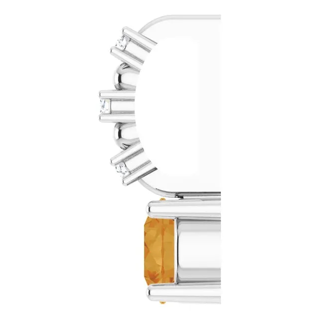 Sterling Silver Imitation Citrine & .01 CTW Natural Diamond Charm/Pendant