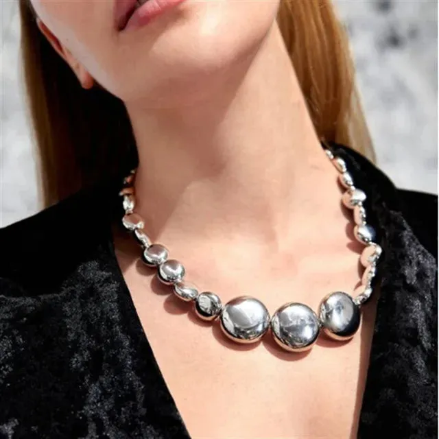 VAIGE Vintage Simulated Pearl Bead Choker Necklace with Elegant Geometric Pendant - Trendy Collarbone Chain Jewelry for Special Occasions