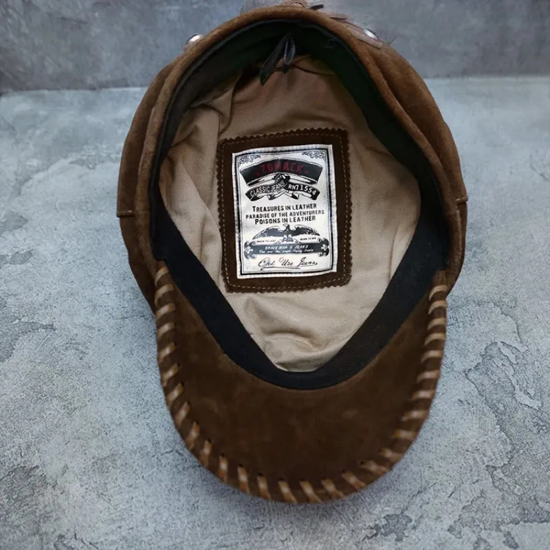 Vintage Suede Fisherman Cap - Unisex Sailor Hat