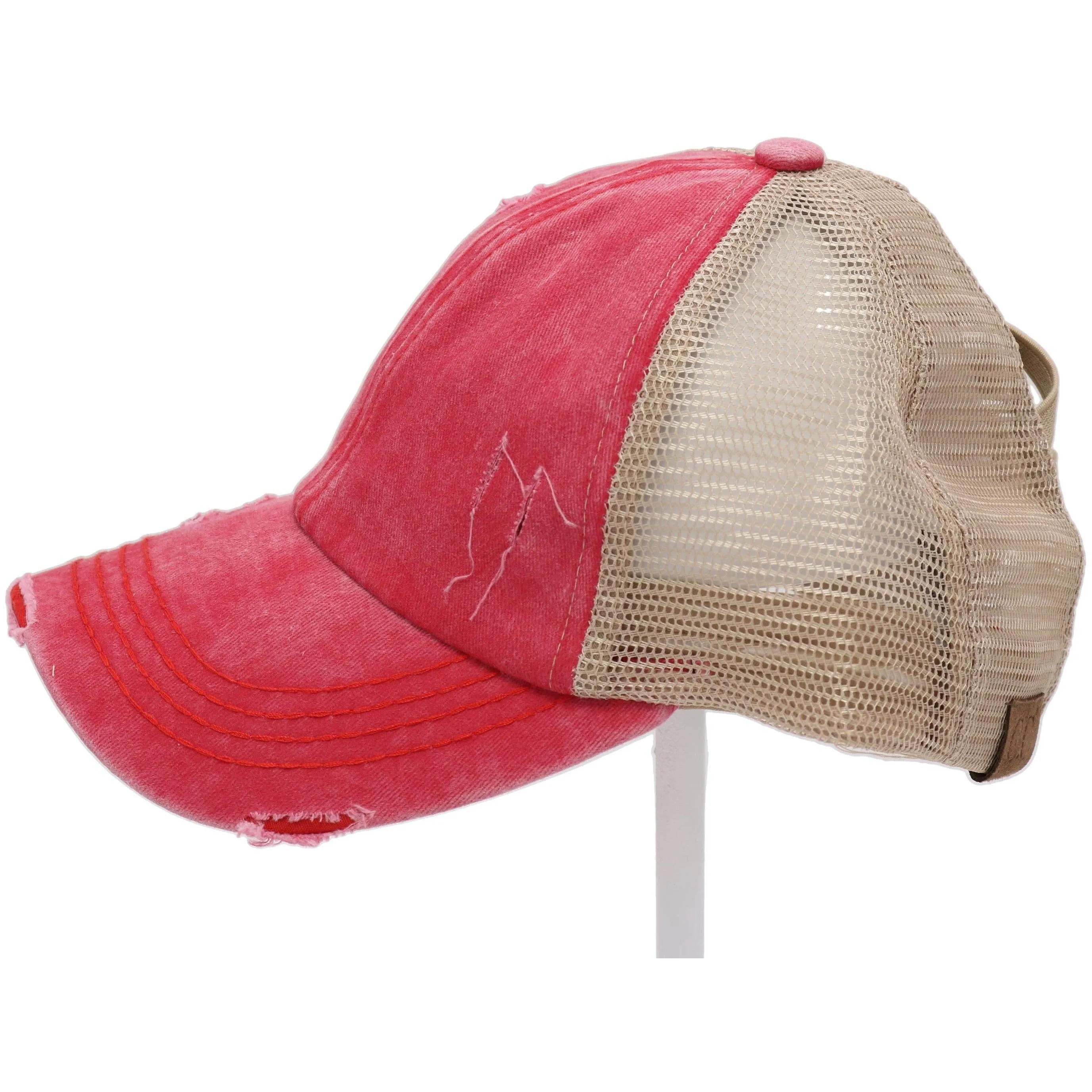 Washed Denim Criss Cross High Pony CC Baseball Hat