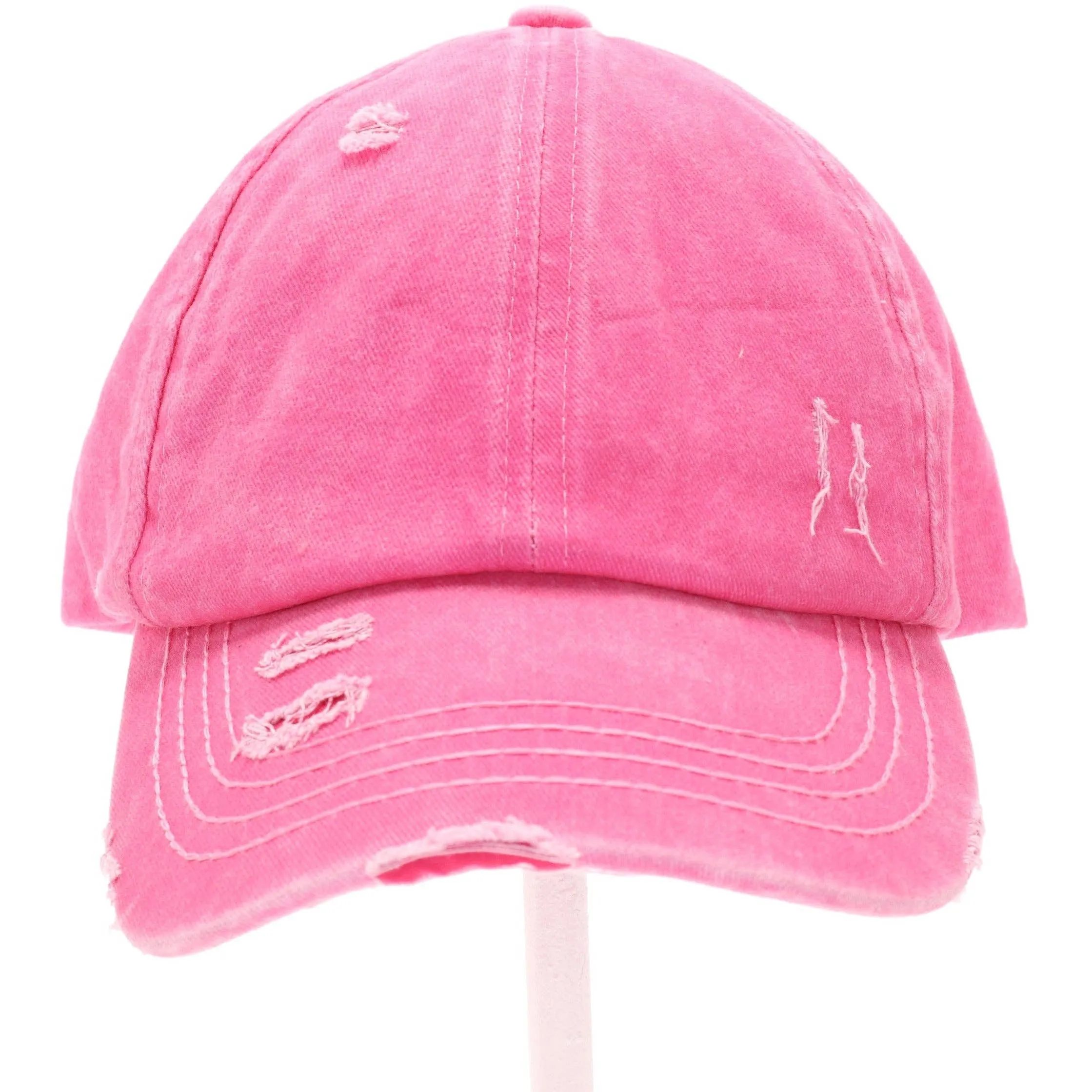 Washed Denim Criss Cross High Pony CC Baseball Hat