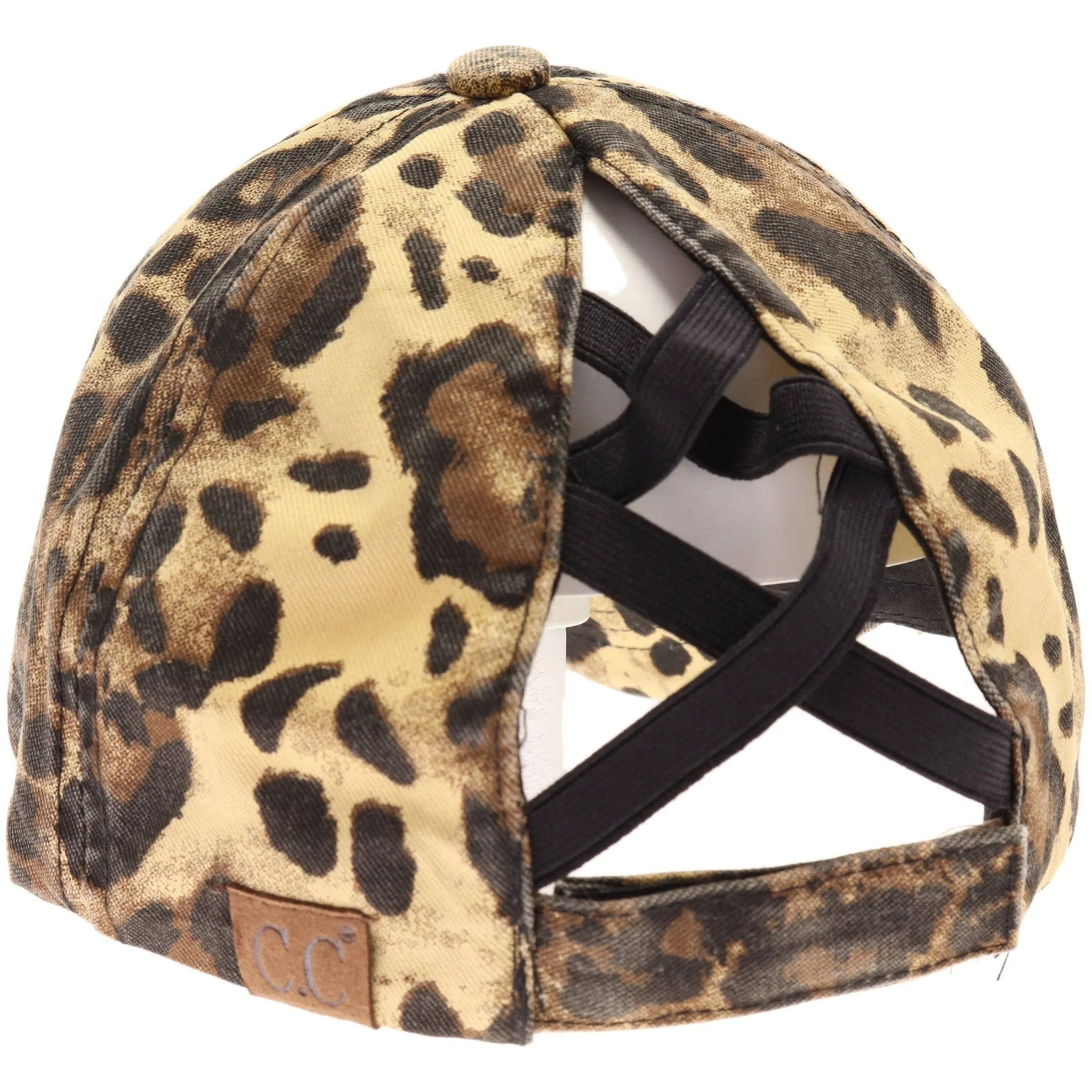 Washed Denim Criss Cross High Pony CC Baseball Hat