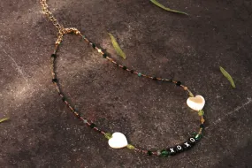 Women's Mother of Pearl and Gemstone "XOXO" Choker Necklace