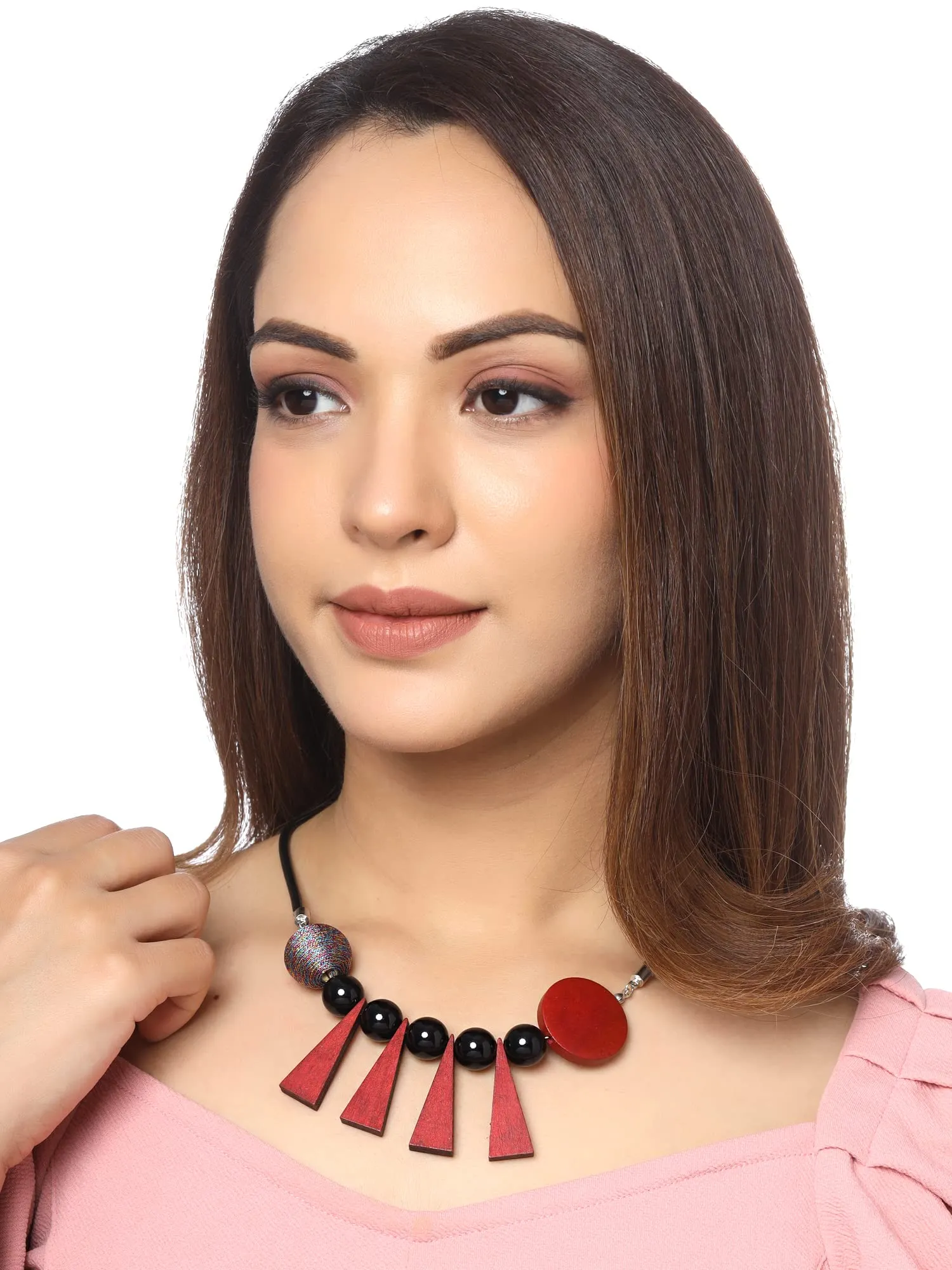 Yellow Chimes Necklace for Women and Girls Fashion Red Choker Necklace for Women Western | Geometric Statement Style Choker Necklace | Birthday Gift for Girls & Women Anniversary Gift for Wife
